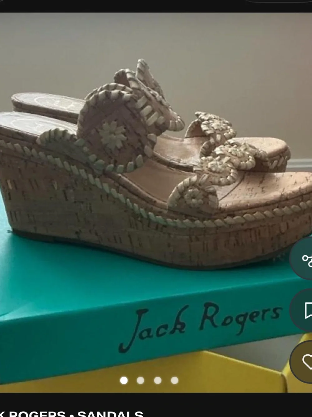 Jack Rogers Gold Braided Cork Wedge Sandals